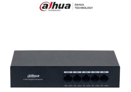 Switch 4 Puertos Gigabit PoE Y 1 RJ45 10/100/1000 Mbps. Protección Contra Descargas Eléctricas - Incluye Fuente De Poder Integrada
