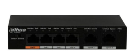 Switch Dahua Pfs3006-4Et-60, PoE 4Ptos/2Ptos Uplink Ethernet/1.8G/60W/Ieee802.3Af/Ieee802.3At