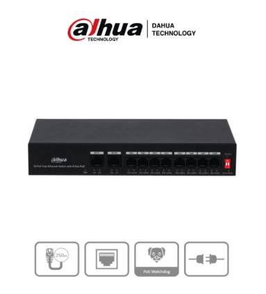 Switch PoE 10 Puertos Fast Ethernet/ 8 Puertos PoE/ 2 Puertos Uplink/ 65Watts Totales/Soporta PoE Watchdog/Switching 2.0 Gbps/Protección De Descargas Nb –