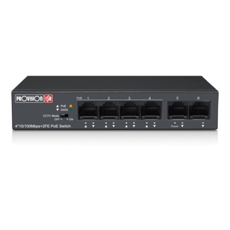 Switch PoE De 4 Canales, Total Power 60W, En Modo Cctv Puedes Conectar Cámaras IP Hasta 250 Mts
