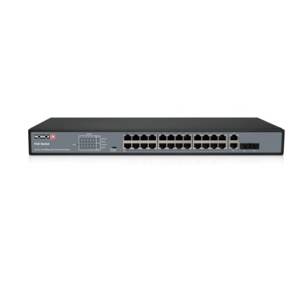 Switch PoE De 24 Canales – Total Power 370W, En Modo Cctv Puedes Conectar Cámaras IP Hasta 250 Mts