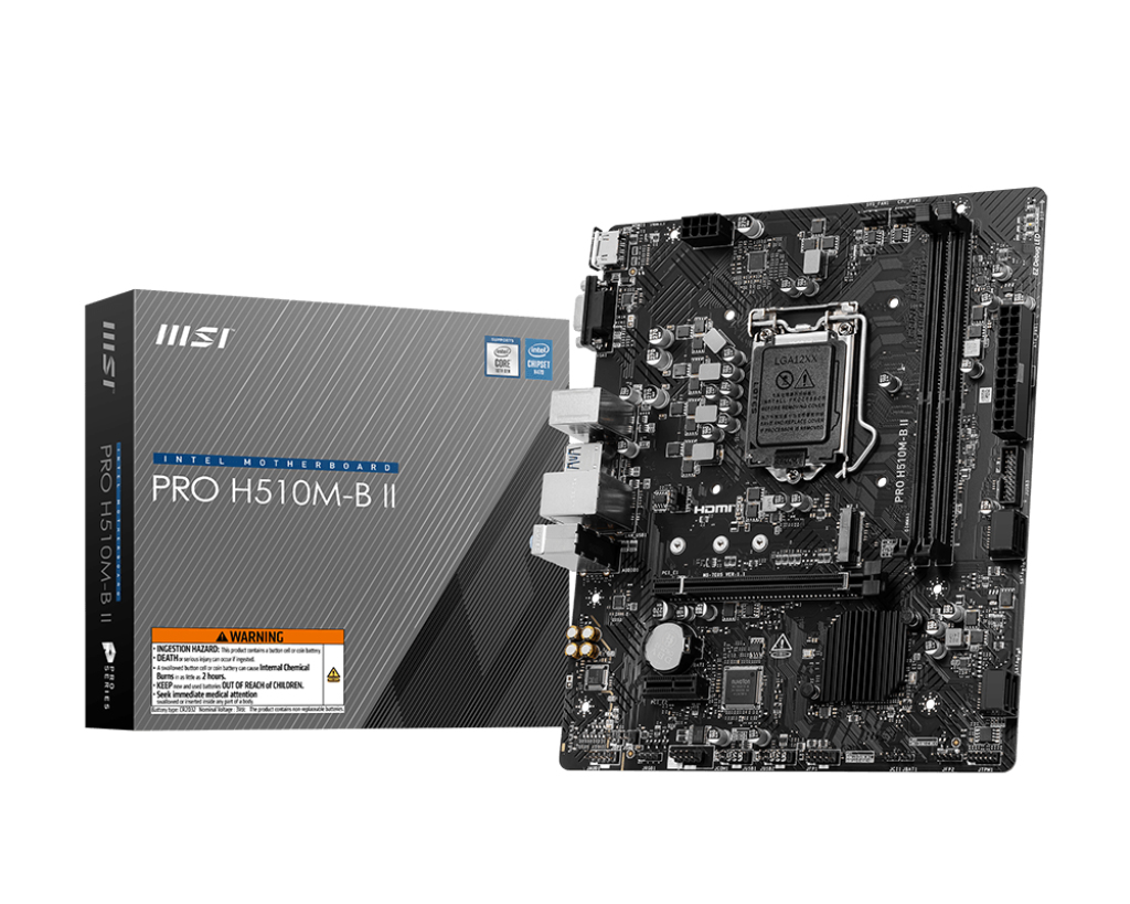 Mb Msi Pro H510m-b Ii Socket 1200/64gb 2xddr4/hdmi/vga/pci Express 3.0/micro-atx