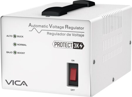 Regulador Vica Protect 3K 3000Va/ 1800W, Voltaje 120 Vca, 60Hz, 4 Tomas Protegidas, 175 Joules, Indicadores LED, Linea Blanca