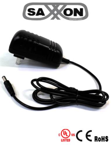 Saxxon Psu1202E – Fuente De Poder Regulada De 12 Vcc 2 Amperes/ Con Cable De 1.2 Metros/ Conector Macho/ Especial Para Camaras De Cctv/ Usos Multiples