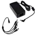 Saxxon Psu1204Epaq2 - Paquete De Fuente De Poder Regulada De 12 Vcc 4.1 Amperes + Divisor Para 4 Camaras/ Color Negro