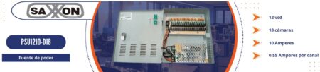 Saxxon Psu1210D18 – Fuente De Poder De 12 Vcd/ 10 Amperes/ Para 18 Camaras/ 0.55 Amperes Por Canal/ Protección Contra Sobrecargas/ Certificación Ul