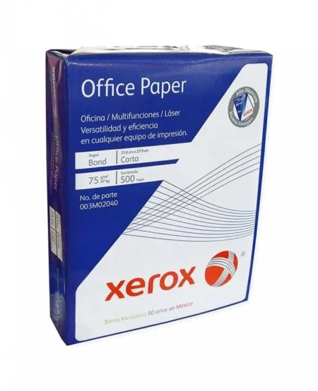 Caja C/5000 Hojas De Papel Bond Xerox 3M02040 Office Paper, Tamaño Carta, 75Gr/M2, Blancura 97%