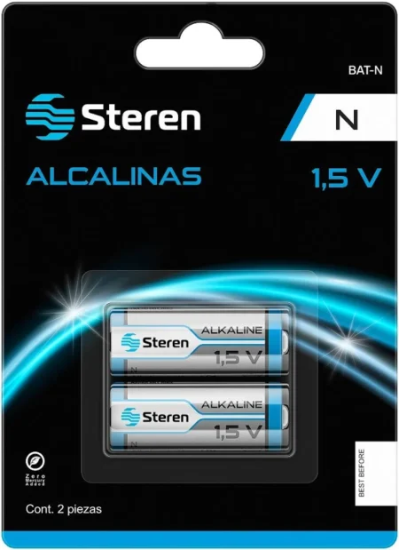 Bateria Alcalina Steren Bat-N Tipo N, 1.5V, 250 mAh, 2 Piezas