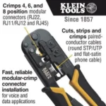 Pinza Para Terminacion De Conectores Klein Tools Vdv226-011-Sen Conector RJ45/RJ11/Rj12 En Cable Utp