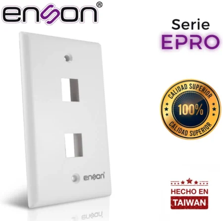 Placa De Pared Enson Epro-Fp20 Con 2 Puertos RJ45/Interior/Color Blanco