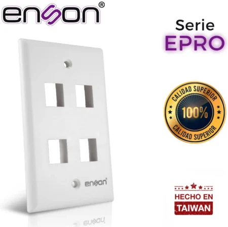 Placa De Pared Para 4 Puertos RJ45 Enson Epro-Fp40