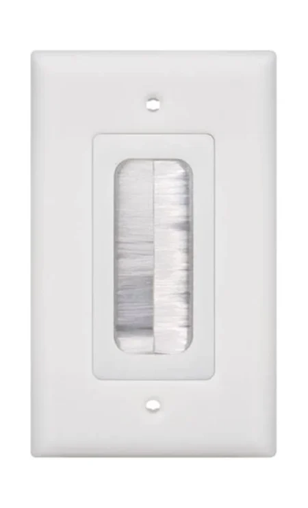 Placa De Pared Pasa Cable Linkedpro, Tipo Cepillo, De 1 Puerto, Con Cerdas Antipolvo, Color Blanco, Lp-Fp-Brush