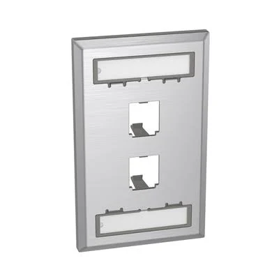 Placa De Pared Vertical, Panduit, De Acero Inoxidable, Salida Para 2 Puertos Mini-Com, Con Espacios Para Etiquetas, Cfpl2Sy