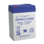 Bateria 6V/4.5Ah Power Sonic Ps-640-F1 Para Respaldo/Tecnologias Agm/Vrla/5 Años Vida Util/Terminales F1/Reconocida Ul