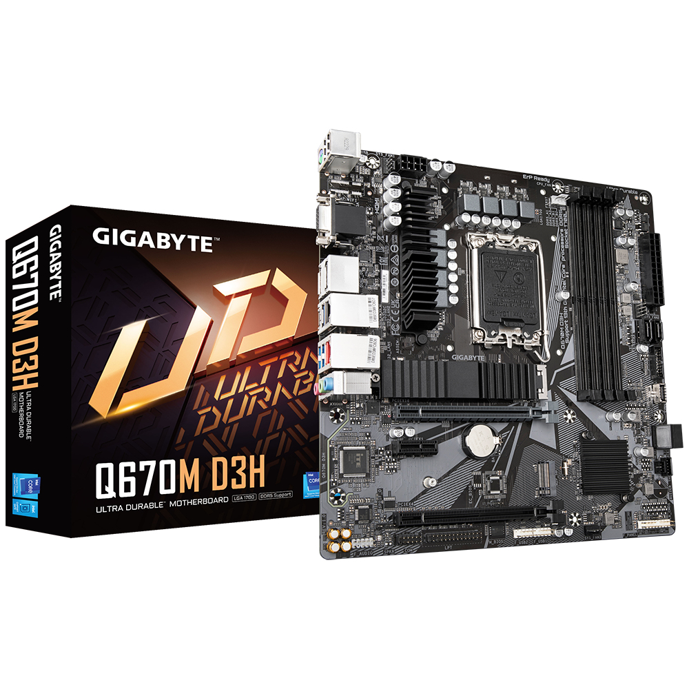 Mb Gigabyte Q670m D3h, Socket Lga 1700/ddr5/128gb/hdmi/pcie X16/m.2/usb/micro Atx