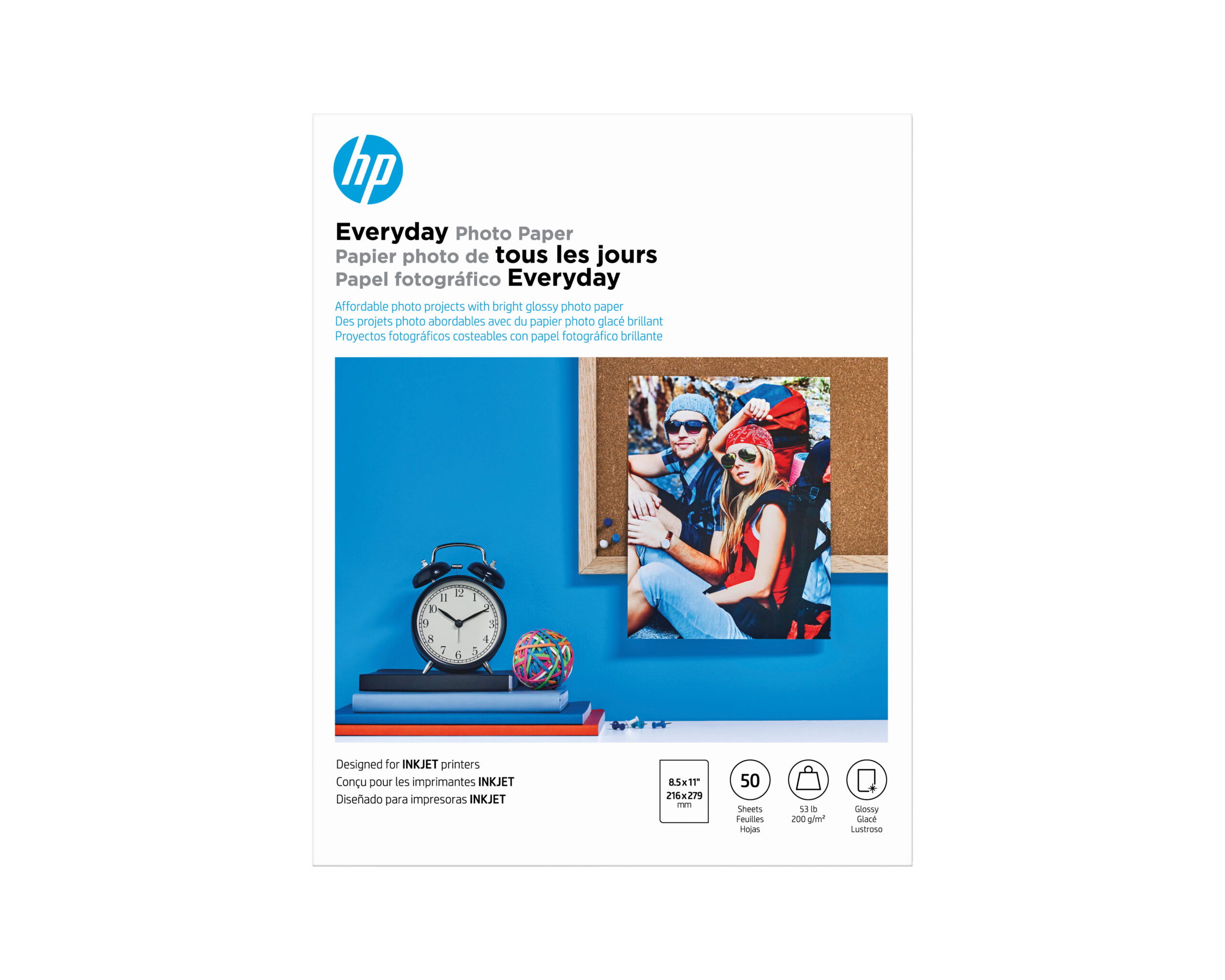 Papel Fotografico Semi Satinado Hp 200g/m²/tamaño Carta/50 Hojas/q8723a