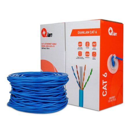 Bobina De Cable Utp Cat6 Qian Qhr-Cat6-10/100Mts/Interior/Color Azul
