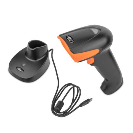 Qian Lector De Codigo De Barras Con Base De Carga Inalambrico, 1D, 2D, Bidimensionales, 16Hrs D Etrabajo, Bt Y 2.4G, Mod. Qob-2Dmfe