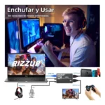 CAPTURADORA DE VIDEO RIZZUP RZ-4KCAP USB 3.0/HDMI 4K/1080P/ COMPATIBLE CON ANDROID/LINUX/WINDOWS/MACOS/INCLUYE CONVERTIDOR TIPO-C