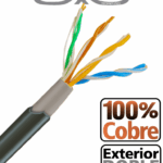 Saxxon Outpcat5Ecopext - Bobina De Cable Utp Cat5E 100% Cobre/ 305 Metros/ Exterior Con Doble Forro/ Color Negro/ Ideal Para Cableado De Redes