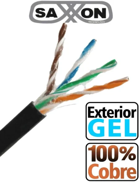 Bobina De Cable Utp Cat5E Saxxon Outpcat5Egcopext 100% Cobre Con Gel/Exterior/305M/Color Negro