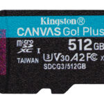 Memoria Microsdcx 512Gb Kingston Sdcg3/512Gb Canvas Go! Plus Uhs-I U3 V30 A2 Clase 10 C/Adaptador