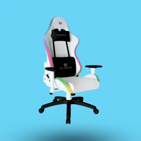 Silla Gamer Balam Rush Br-935920 Lightning Frost Rgb LED/Color Blanco/120Kg/Ajuste 2D Vinipiel/Ajustable 180°