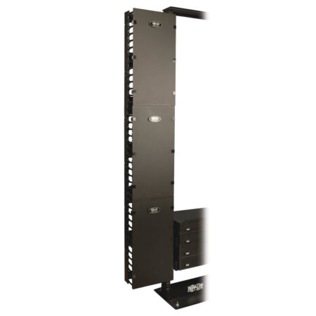 Organizador De Cable Vertical De Alta Capacidad – 30.48 Cm [12 Pulgadas] – Ducto De Peine Doble Con Tapa Srcablevrt12