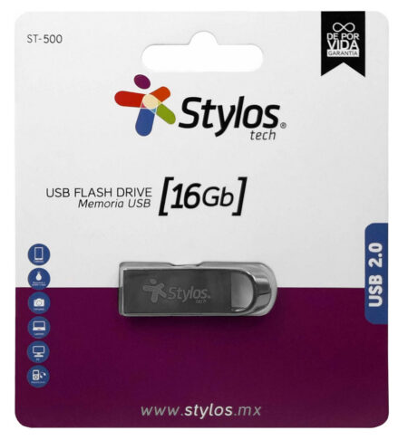 Memoria USB 2.0 16Gb Stylos St500/Color Plata/Stmus516B