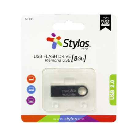 Memoria USB 8Gb Stylos Flash 2.0 Color Plata Stmusb1B