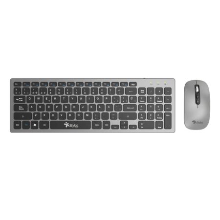 Combo Inalámbrico Recargable 2 En 1 Stylos Stpktm6G Teclado 96% Membrana 96 Teclas Conexión USB Nano