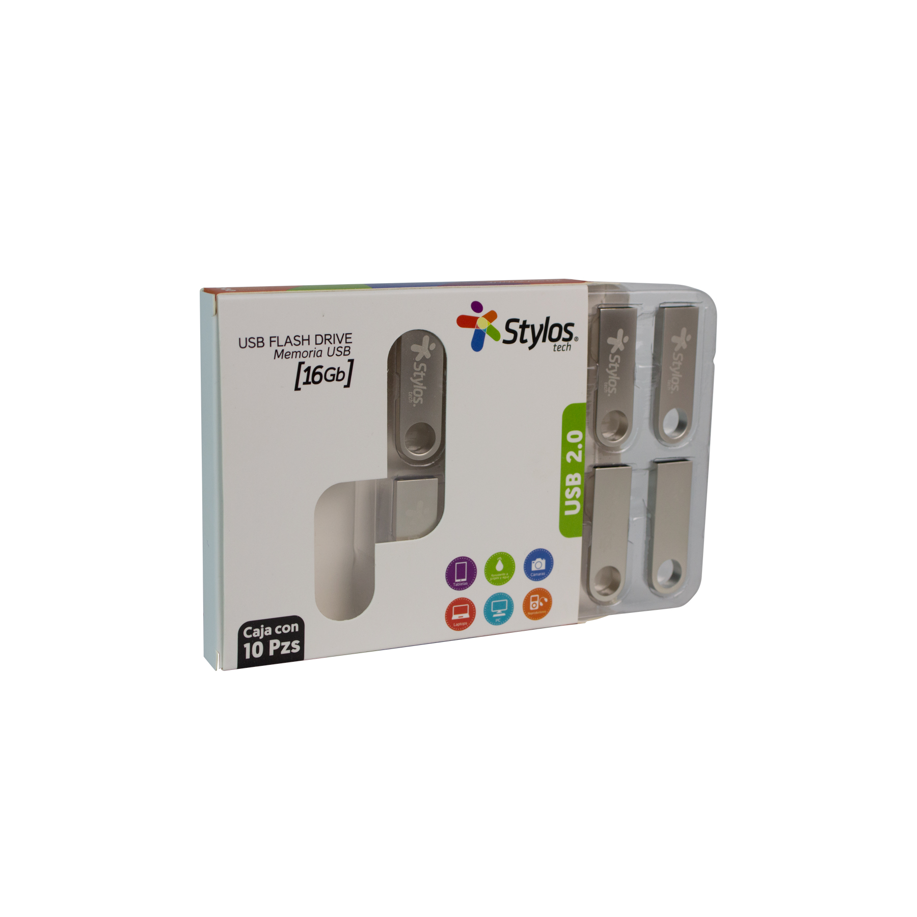 Paquete Stylos Con 10 Piezas Usb 16gb Metalico Flash 2.0