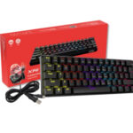 TECLADO GAMER XPG SUMMONERMINI61BL-BKCES, SUMMONER MINI RGB 60%, MECANICO, SWITCH OUTEMU BLUE, ALAMBRICO, ESPAÑOL, COLOR NEGRO