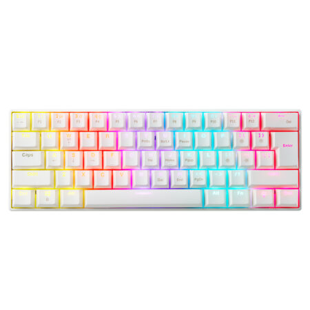 TECLADO GAMER XPG SUMMONERMINI61BL-WHCES, SUMMONER MINI RGB 60%, MECANICO, SWITCH OUTEMU BLUE, ALAMBRICO, ESPAÑOL, COLOR BLANCO