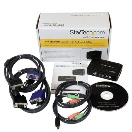 Juego Kit Conmutador Kvm 2 Puertos USB Audio Video VGA Cabl.s