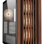 GABINETE SHARKOON REBEL C70G RGB BLACK/MID TOWER/CRISTAL TEMPLADO/SIN FUENTE/USB 3.2/4 VENTILADORES INSTALADOS/COLOR CAFE DISEÑO DE MADERA/ATX