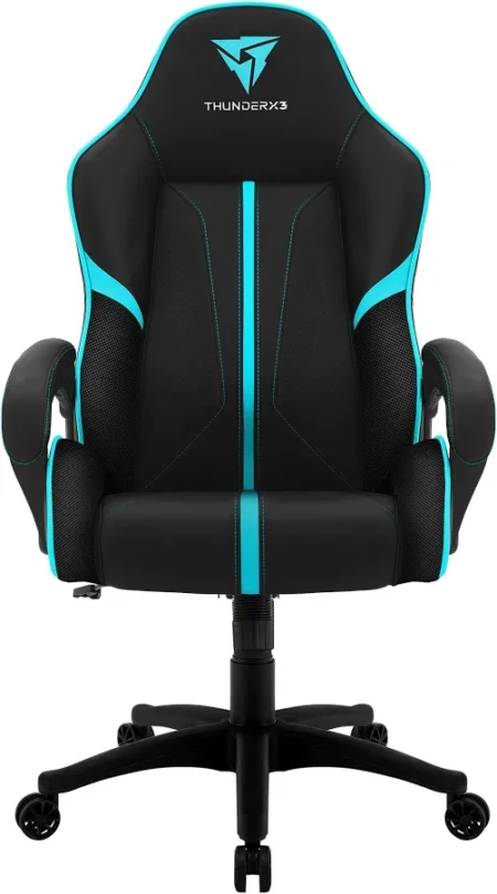 SILLA GAMER THUNDER X3 4711099473595 NEGRO, 150KG, CUERO SINTETICO PREMIUM, ASIENTO AJUSTABLE, MECANISMO DE MARIPOSA, INCLINACION SINCRONIZADA