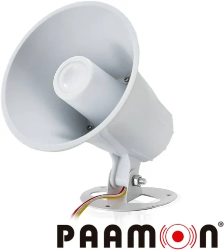 Sirena Para Exterior Paamon Pam-Sre15W, 2 Tonos, Alambrica, 102Db, 15Watts, Color Blanco