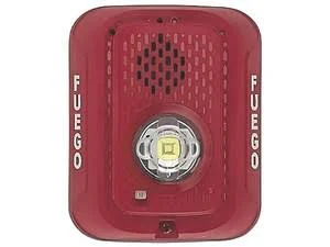 Sirena C/Lampara LED Estroboscopica A 2 Hilos System Sensor P2Rled, Montaje En Pared, Color Rojo, 12 O 24 Vcd