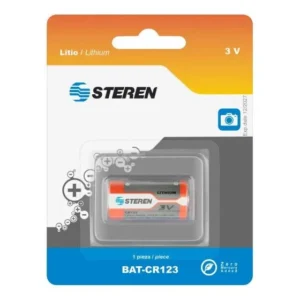 BATERIA DE LITIO STEREN BAT-CR123 TIPO CILINDRO, 3V, 1400 MAH, 1 PIEZA