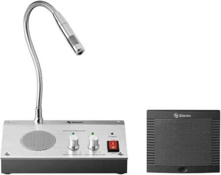 Microfono Intercomunicador Steren Int-300 Aux 3.5Mm/20 A 16,000Hz/Para Ventanilla/Negro-Gris