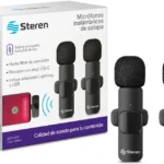 Kit Microfonos De Solapa Steren Mov-029 Inalambricos, USB/USB C/Lightning, Color Negro, 2 Piezas
