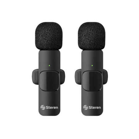 Kit Microfonos De Solapa Steren Mov-029 Inalambricos, USB/USB C/Lightning, Color Negro, 2 Piezas
