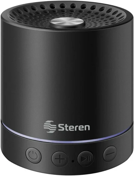 MINI BOCINA PORTATIL 5.5″ STEREN BAF-0610, 600W PMPPO, BLUETOOTH, BATERIA RECARGABLE, ILUMINACION LED, COLOR NEGRO