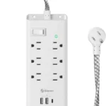 Barra Multicontacto Steren Shome-300 Wi-Fi, 4 Salidas Horizontales, 3 Cargador USB