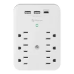 Barra Multicontacto Steren Shome-300 Wi-Fi, 4 Salidas Horizontales, 3 Cargador USB