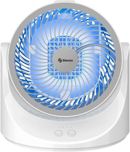 Ventilador Steren Fan-200 Con Enfriador De Aire/luz Led/para Escritorio/color Blanco