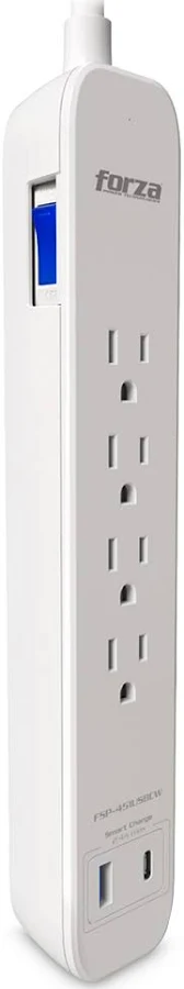 Multicontacto Supresor De Picos 6 Contactos Forza Fsp-651 2Px, Nema 110V/229V Blanco