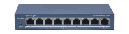 Switch Hikvision Ds-3E1309P-Ei(B) 8 Puertos 100Mbps PoE+/1 Puerto 1000Mbps De Uplink/Administrable/PoE Hasta 300M/Conexion Remota Desde Hik-Parnerpro/110W