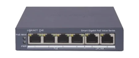 Switch Gigabit PoE+ Hikvision Ds-3E1506P-Ei/M 4 Puertos 1000 Mbps PoE+/2 Puertos 1000 Mbps Uplink/Administrable/Configuracion Nube Hik-Partnerpro/Modo Extendido Hasta 300M/45 W
